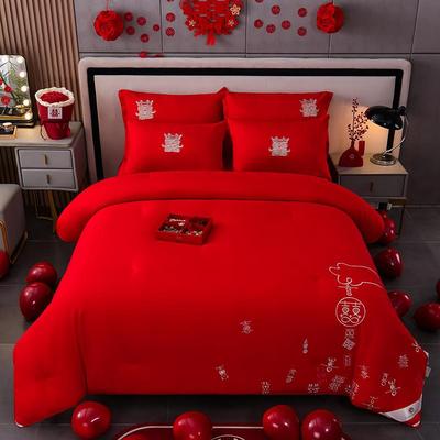 桐乡高档刺绣婚庆蚕丝被结婚喜被冬季加厚款100桑蚕丝棉被子被芯