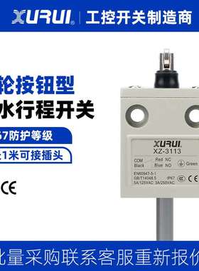 IP67防水行程限位开关XZ-3113带1/2/3米线银点锌合金自复位