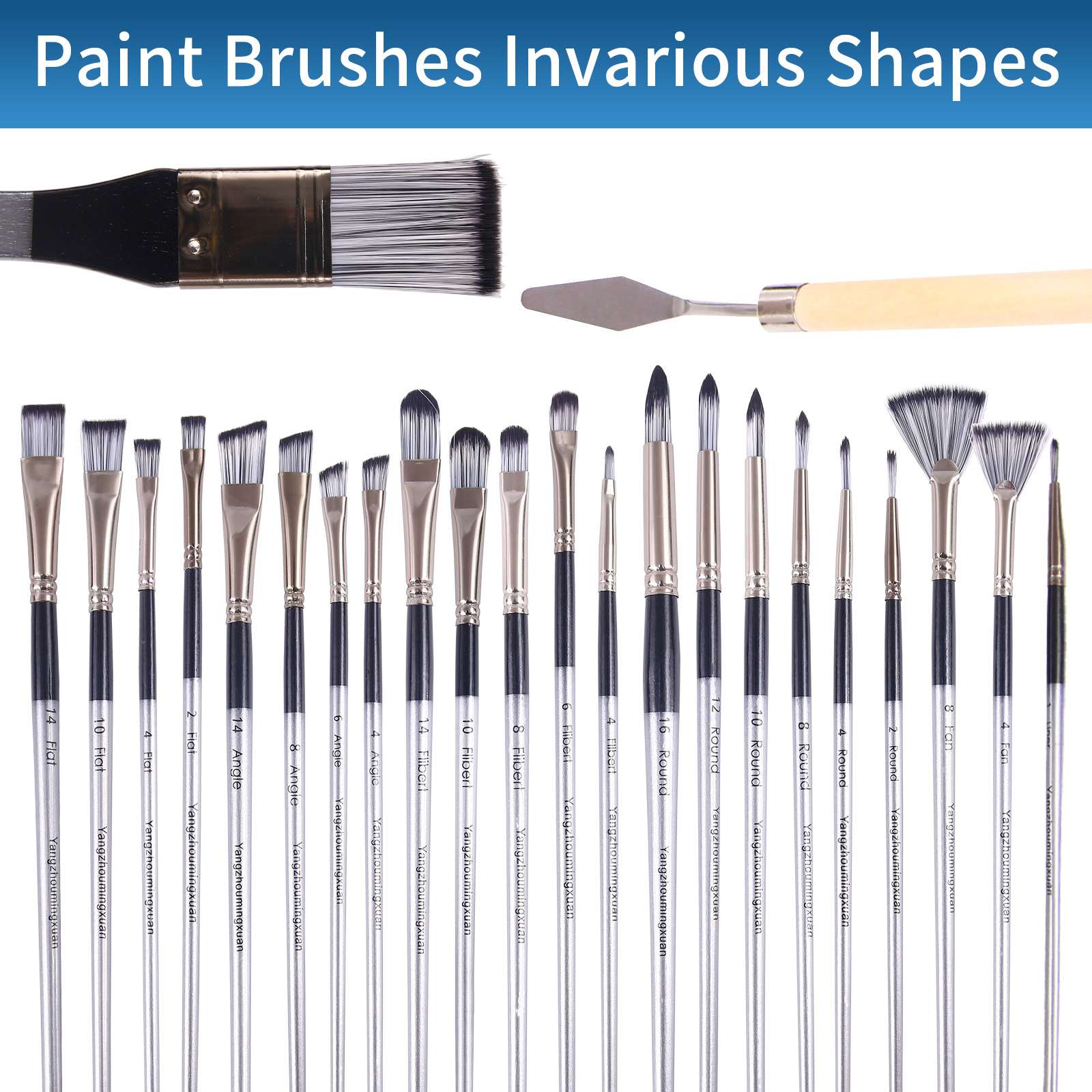 亚马逊跨境24支尼龙毛画笔套装笔帘油画笔水粉水彩画笔刷工笔画