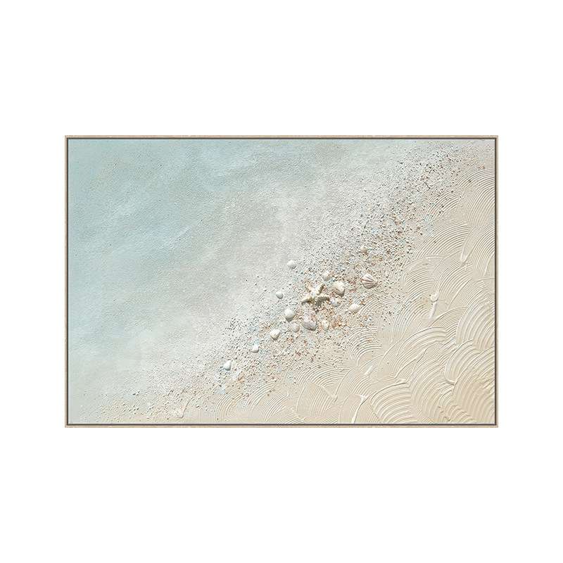 工厂热卖海洋贝壳肌理画纯手绘油画客厅铝合金装饰画玄关挂画