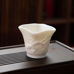 德化陶瓷【茶杯】四方螭龙主人杯品茗杯90ml羊脂玉瓷高档个人专用