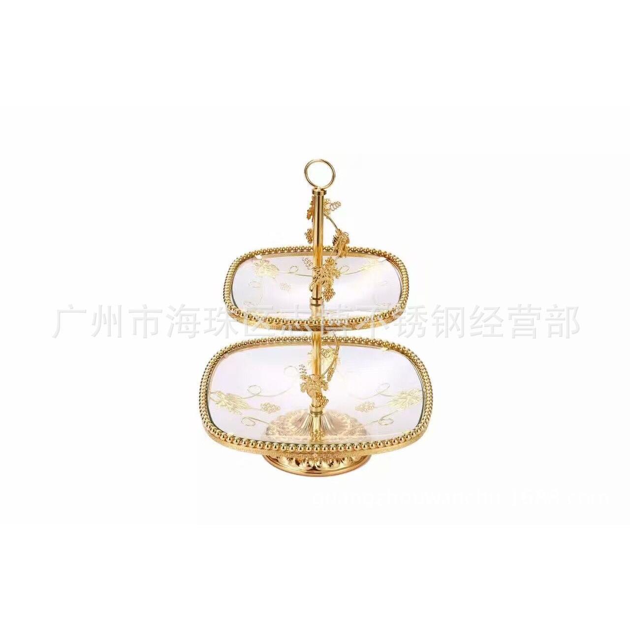 欧式奢华玻璃水果盘现代客厅干果盘创意大号点心盘多层三层糕点架
