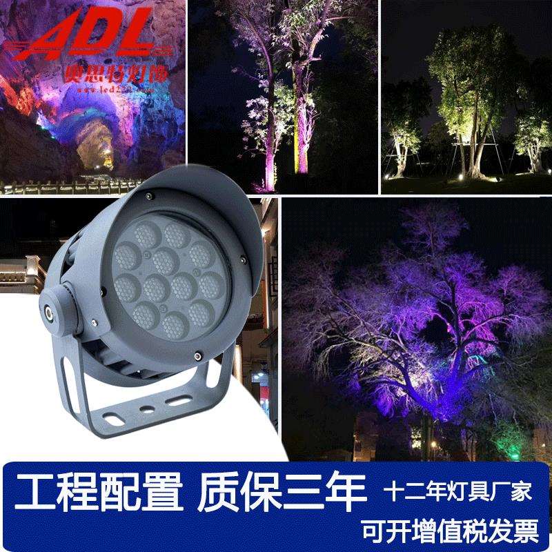 led户外投射灯 广场夜景投光灯园林亮化RGB圆形车轮聚光灯照树灯