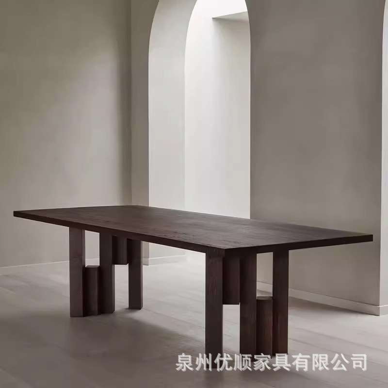 现代简约实木办公桌洽谈桌创意设计师长条桌工业风原木大板会议桌