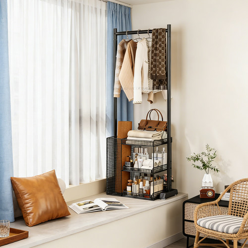 飘窗不占地落地衣帽架收纳置物架