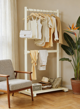 飘窗专用挂衣架落地式衣帽架双层收纳家用卧室不占空间收纳置物架