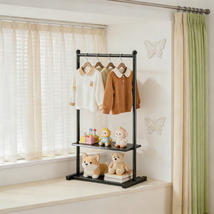 儿童卧室飘窗落地挂衣架矮款不占空间衣帽架床边窗台小型晾衣架