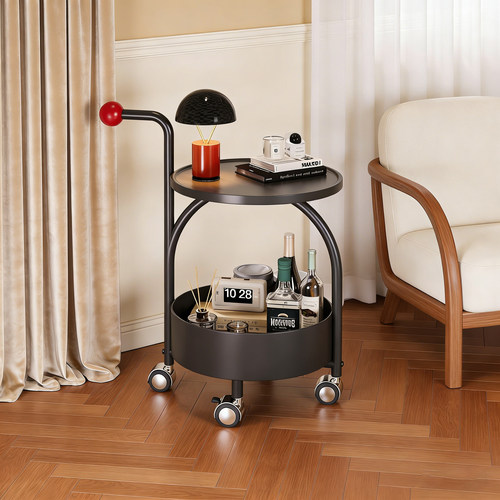 客厅可移动中古风置物边几推车