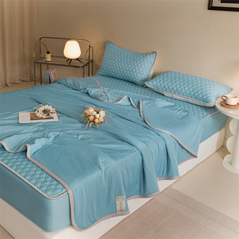 蓝色乳胶凉席床笠款四件套夏天空调被夏凉被冰丝席三件套床罩床套,床上用品,乳胶席,淘宝优惠券,粉丝福利购,淘宝优惠卷