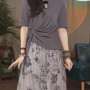 气质修身 2025夏季 简约套装 高级时尚 显瘦上衣半身裙两件套 新款