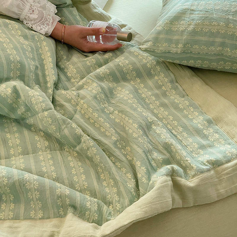 提花全棉水洗棉大豆夏凉被四件套夏季空调被薄被子软糯可机洗儿童,床上用品,化纤被,淘宝优惠券,粉丝福利购,淘宝优惠卷