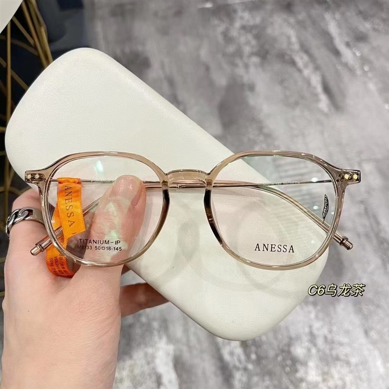 韩系眼镜框架柔韧钛镜腿素颜清透紫眼镜框不夹脸可配度数8133
