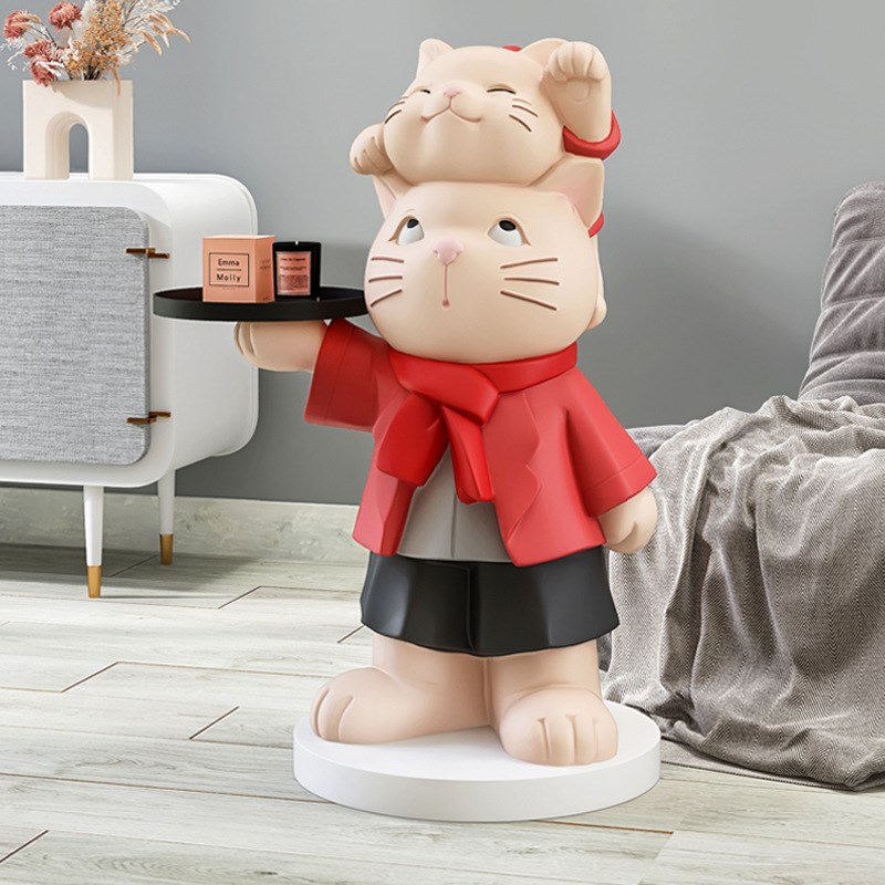 大型猫咪客厅装饰落地摆件家居饰品托盘电视柜沙发床头柜乔迁礼物