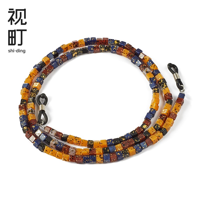 亚克力方形串珠眼镜挂绳女挂脖防脱落神器链条眼镜绳子男墨镜挂链