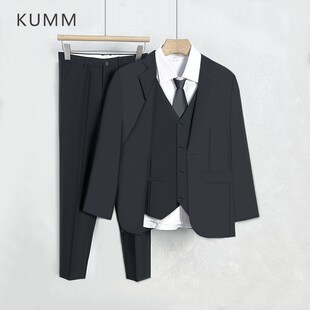 商务正装 西裤 宴会礼服 四件套男结婚订婚黑色西服外套马甲衬衫 西装