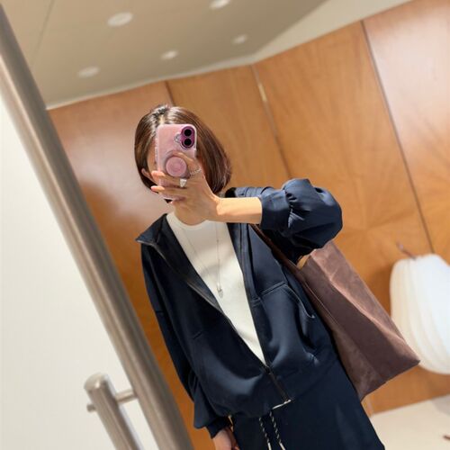 时髦 空气棉松弛感连帽卫衣短裙运动减龄套装减龄拉链卫衣