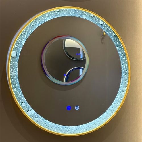 智能带灯挂墙时尚浴室镜酒店轻奢风圆形长方形触摸感应卫生间镜子