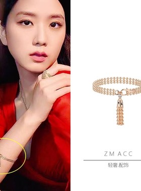 2025新款时尚气质百搭通勤圆珠珠流苏多层手链小众设计豹纹手环女