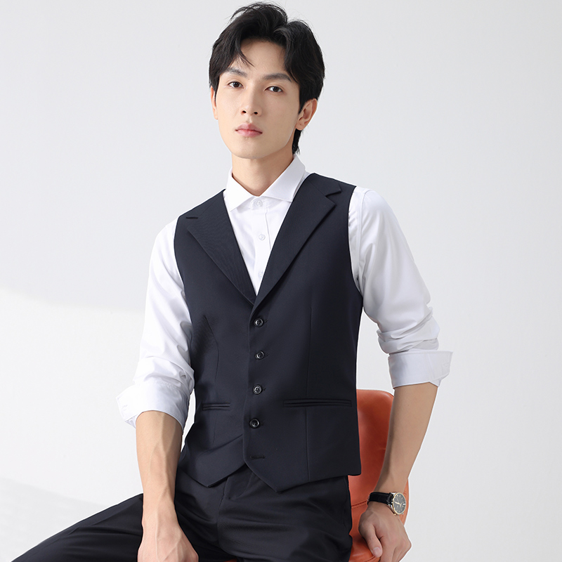 西装男马甲5扣平驳领韩版修身马夹背心休闲商务外穿内搭正装制服