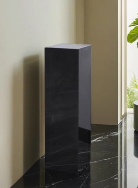 黑色大理石摆件底座酒店客厅石柱花架玄关艺术摆件雕塑底座定制