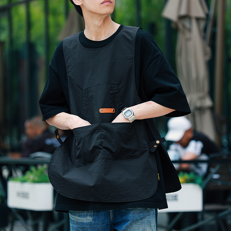 高级感围裙餐饮专用奶茶店工装咖啡师马甲工作服定制logo罩衣印字