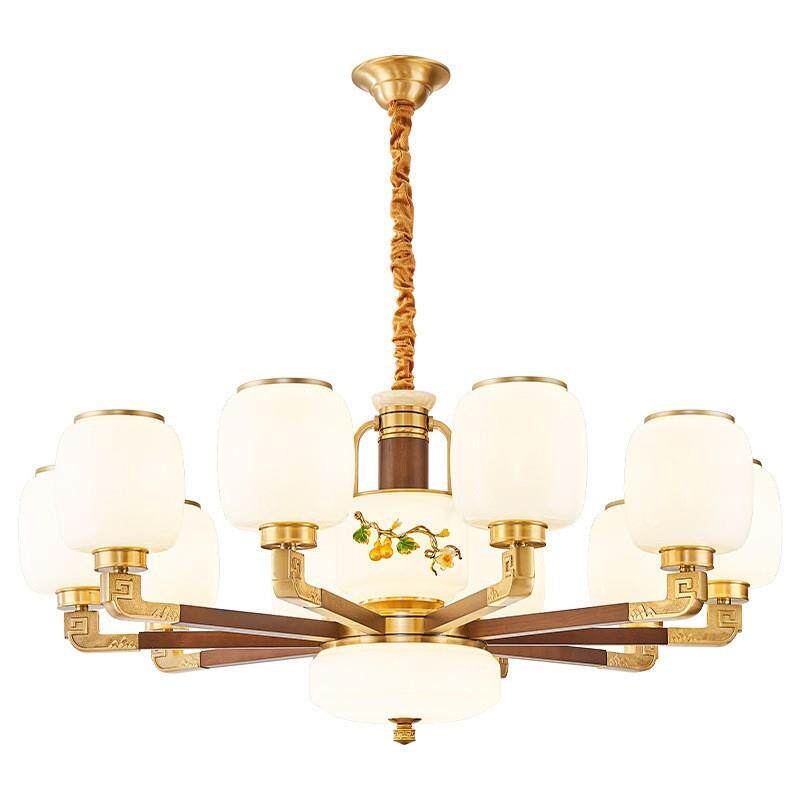 新中式吊灯全铜橡木客厅灯古典中国风餐厅灯大气书房卧室中山灯具