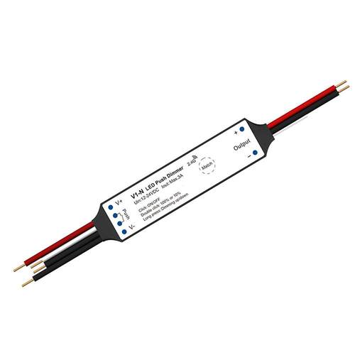 V1-N 1通道单⾊LED微型2.4GRF+PUSH控制器 信号自动中继DC12-24V
