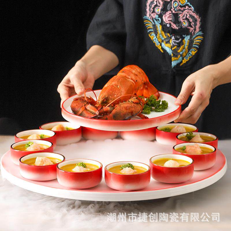 创意龙腾四海龙虾盘干冰套装陶瓷拼盘日料海鲜刺身网红酒店餐具
