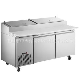 欧款冷藏工作台披萨柜沙拉蔬菜水果熟食保鲜展示柜带翻盖