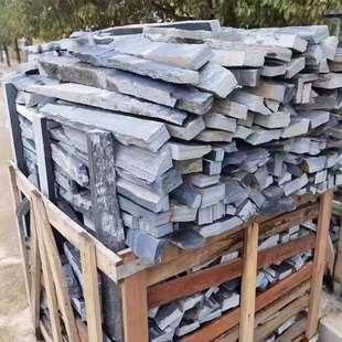 天然青石板乱石条庭院花园水池园林黑色不规则毛边条文化石乱石片