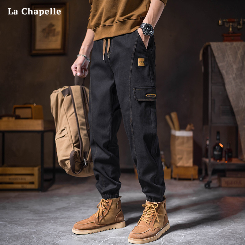 拉夏贝尔美式复古工装裤男士秋冬宽松束脚春季潮牌哈伦休闲长裤子,男装,休闲裤,淘宝优惠券,粉丝福利购,淘宝优惠卷