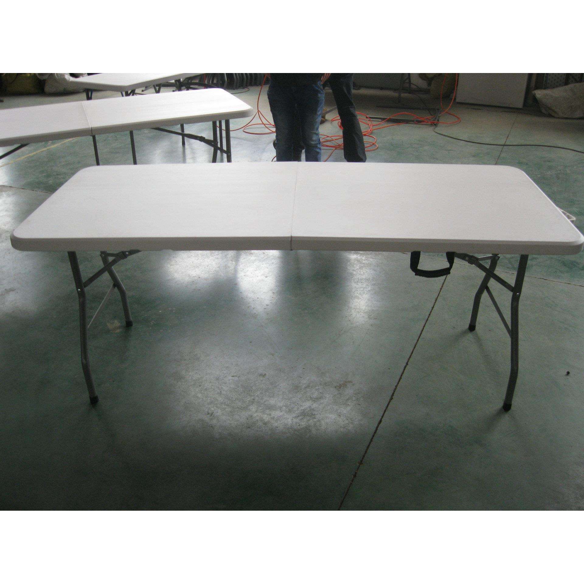 6ft对折饭桌 户外派对桌 白色桌面灰色腿管折叠桌 带提手折叠桌