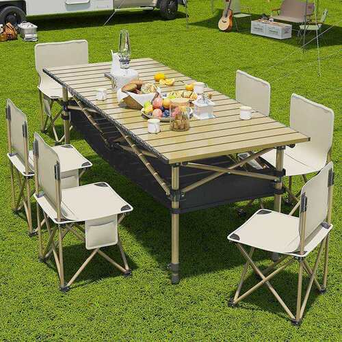 户外可升降抽兜折叠桌椅便携式桌子铝合金蛋卷桌网红野餐露营烧烤