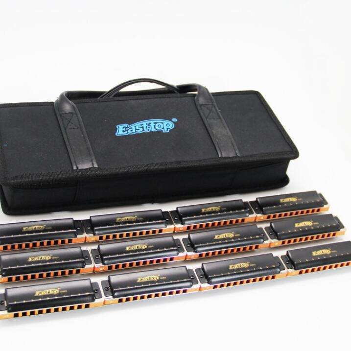 东方鼎easttop T008K十孔蓝调布鲁斯口琴初学7调/12调套装