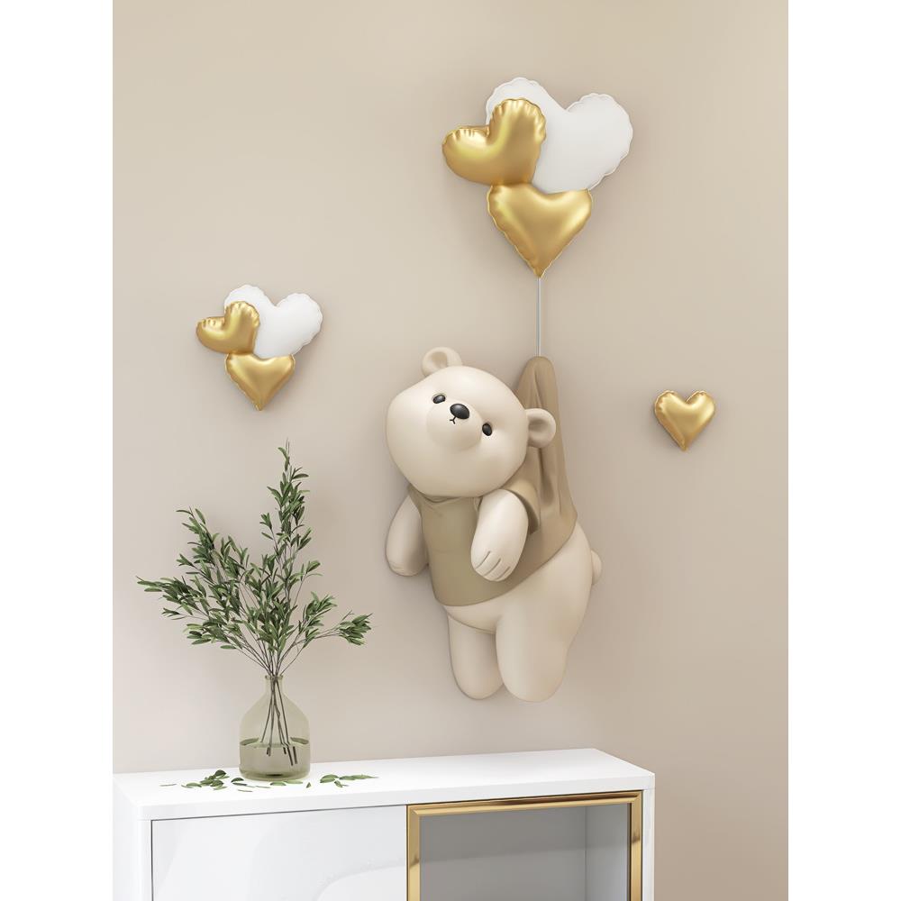 S588潮玩熊入户玄关挂画客厅装饰画现代简约儿童房卧室3d立体浮雕