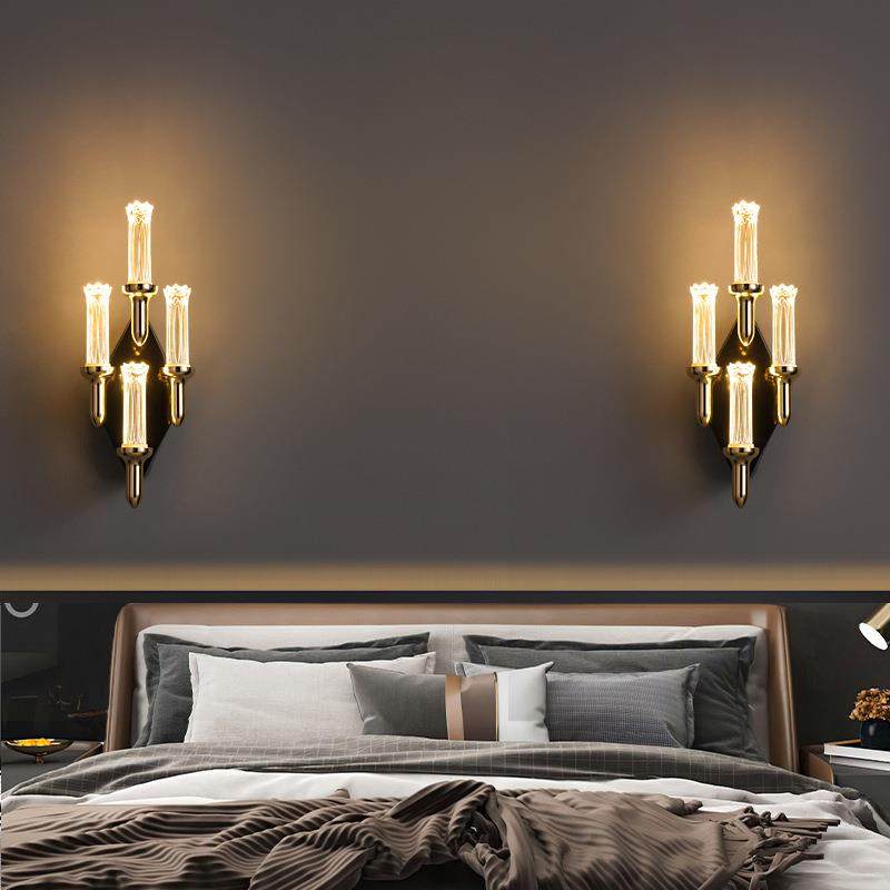 电视背景简约奢轻壁灯床头灯现代头灯过道北欧楼梯灯具蜡烛卧室客