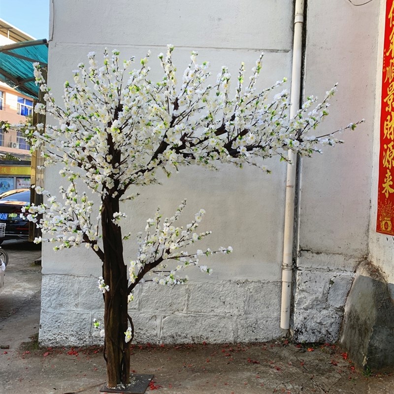 仿真花新款田园 室意装白饰色 照片树立体梨花造景创内落地