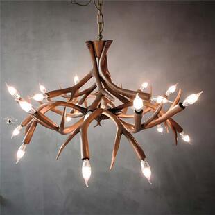 美式乡村鹿角吊灯客厅餐厅吊灯咖啡厅服装店创意树脂白鹿角吊灯