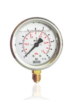 供WIKA不锈钢耐震压力表径向充油立装充液YBN63 1MPa 10bar G1/4