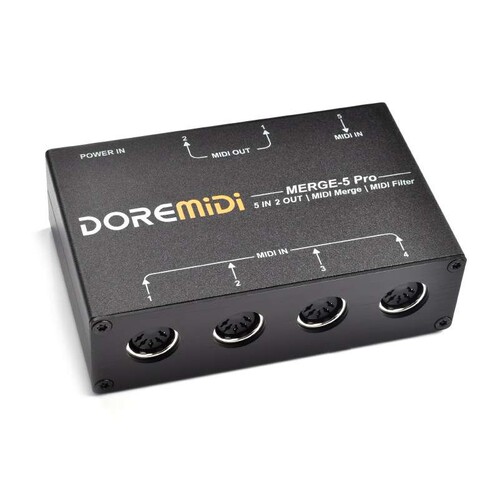 DOREMiDi MIDI MERGE-5 Pro MIDI 5进 2出 MIDI合并过滤器BOX盒子