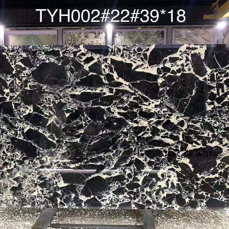 堡格丽黑天然大理石餐桌黑白大理石奢石玄关卫生间楼梯石