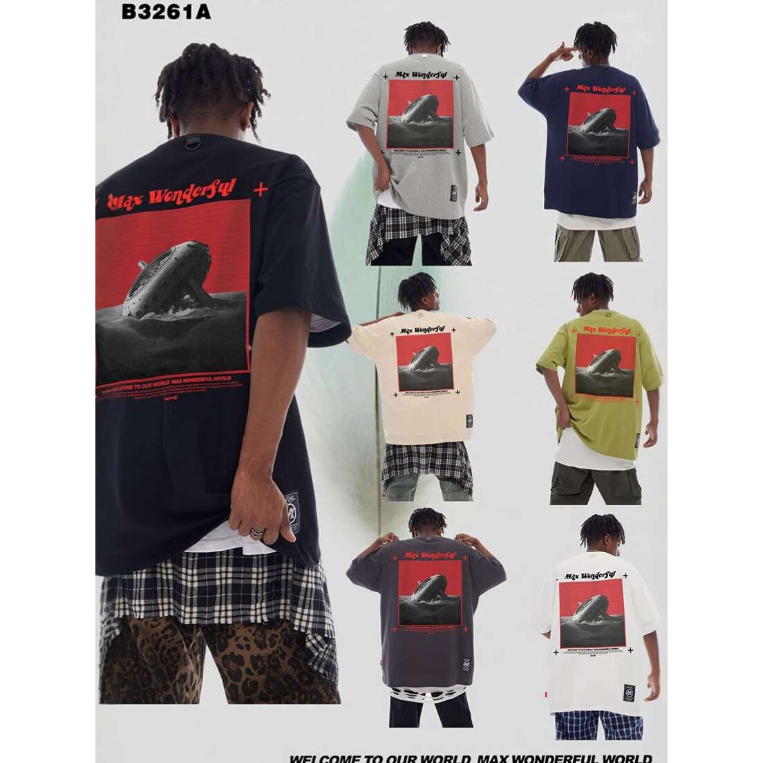 TKPA美式高街复古hiphop大版型半袖T恤男装oversize纯棉短袖T恤潮