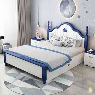 新款家用实木床女孩公主床1.5m男孩儿童床1.2m单人床青少年学生床