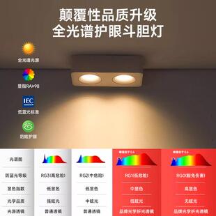 双头明装斗胆灯超薄防眩无主灯免吊顶方形客厅吸顶卧室护眼筒射灯
