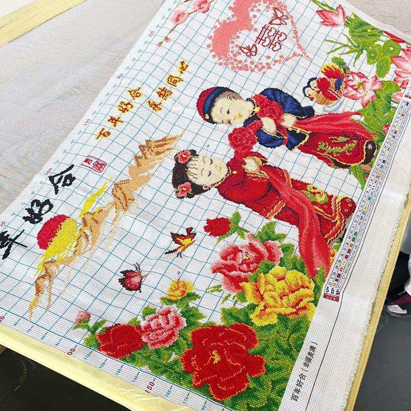 百年好合十字绣成品不带框纯手工出售已绣好2025新款金童玉女结婚