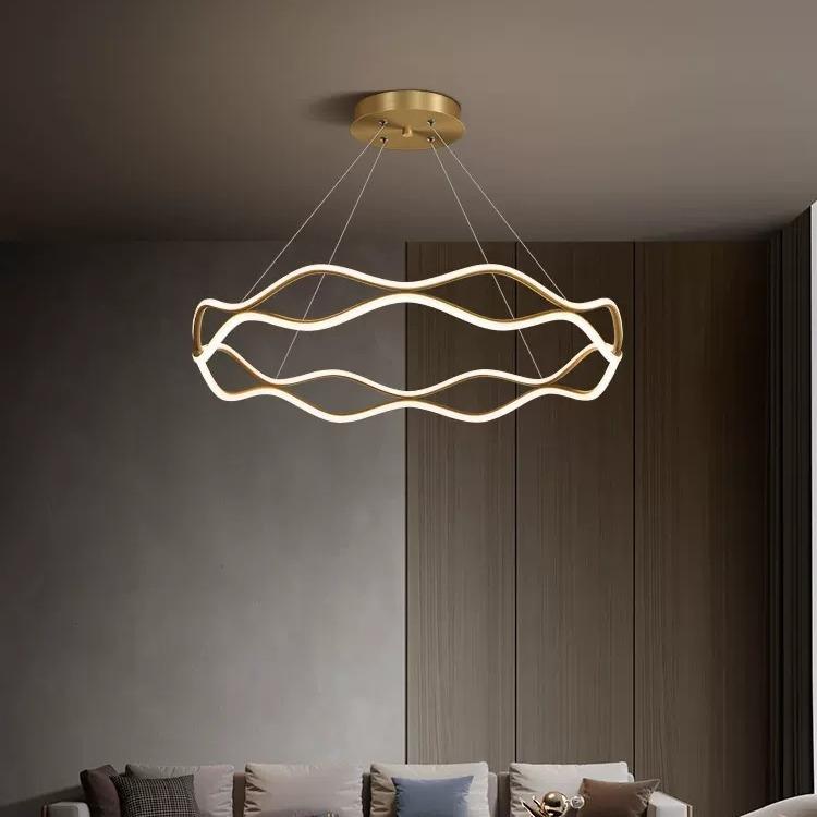 全铜极简客厅吊灯现代简约轻奢圆环大厅主灯北欧灯具套餐2023新款