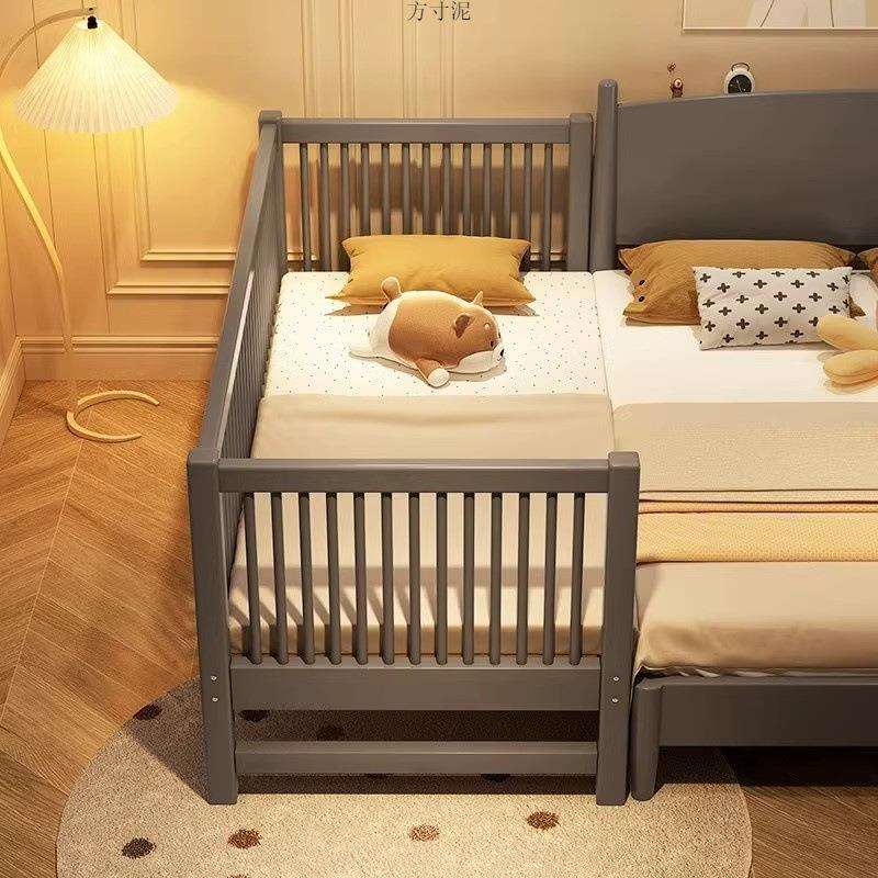 实木婴儿拼接床儿童带护栏加宽加厚宝宝床男孩女孩床边大床厂