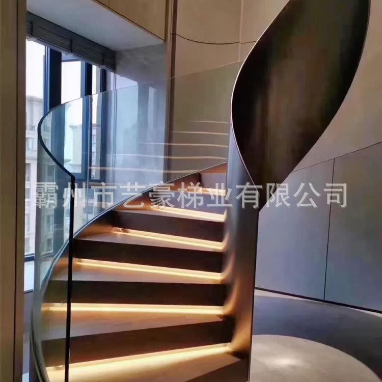 酒店公寓大堂热镀锌喷漆旋转楼梯复式楼钢结构螺旋梯加工设计多层