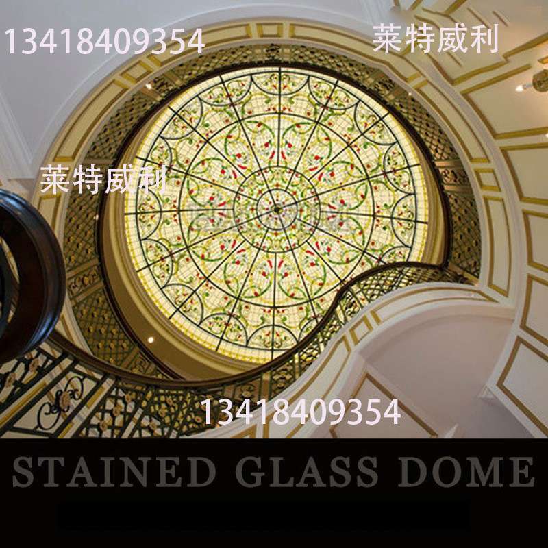 蒂凡尼彩色玻璃天花吊顶设计 室内装饰过道墙灯片彩色玻璃天花板