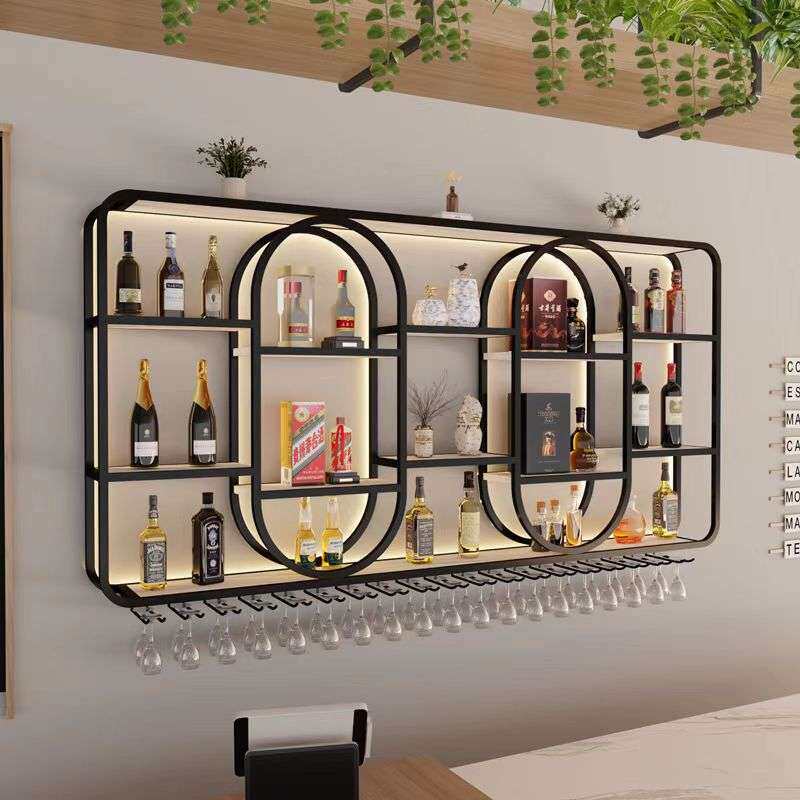 吧台墙上发光酒柜简约壁挂酒架客餐厅挂墙展示柜家用置物架收纳架